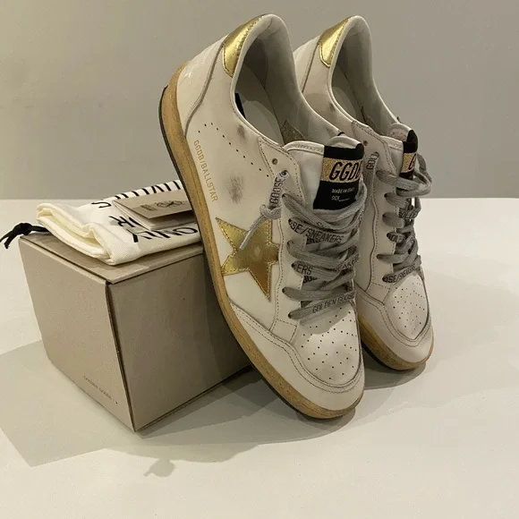 Golden Goose Ball Star Sneaker Milk White Leather/Gold sz 39 New in Box - Picture 10 of 14